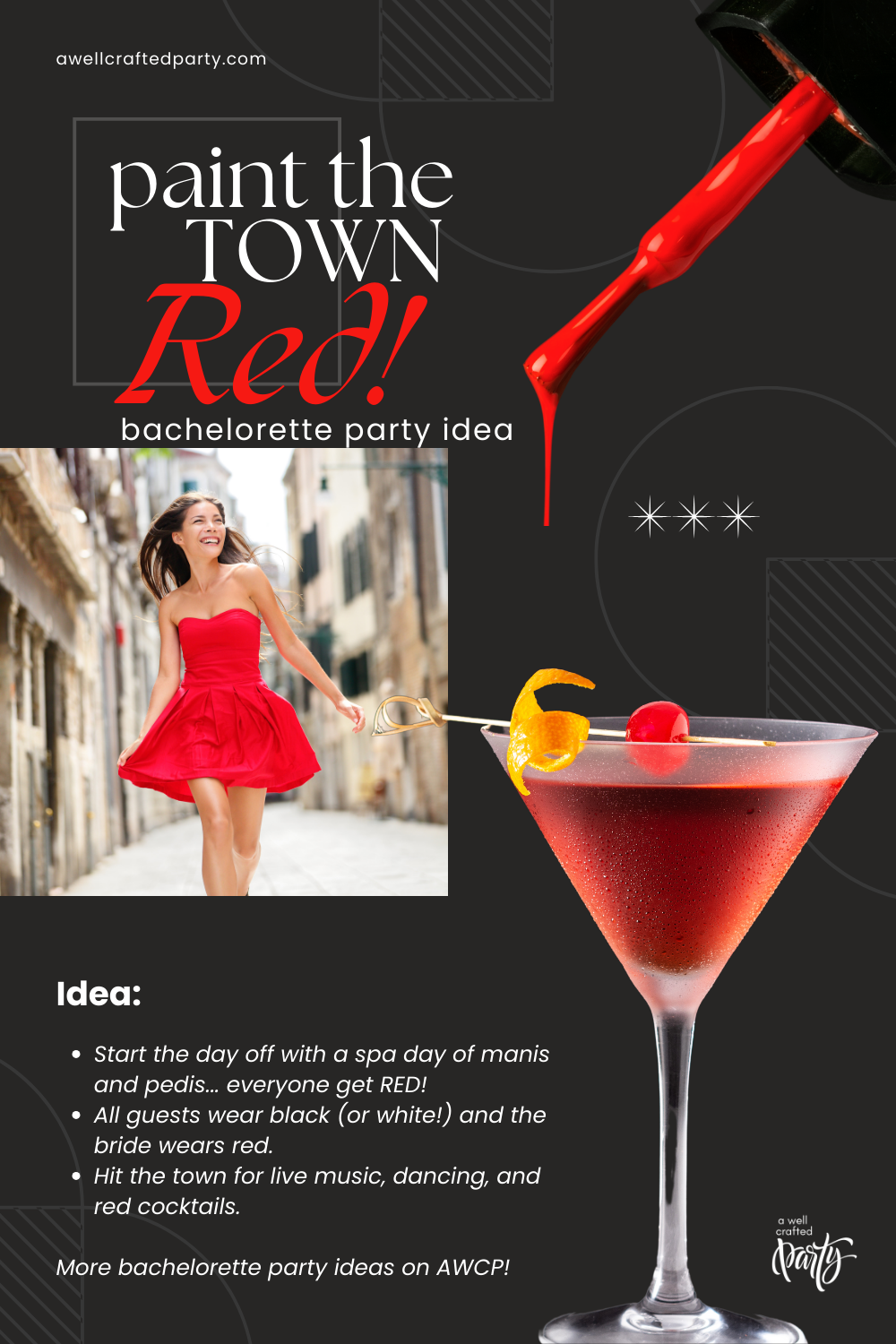 paint the town red bachelorette party idea